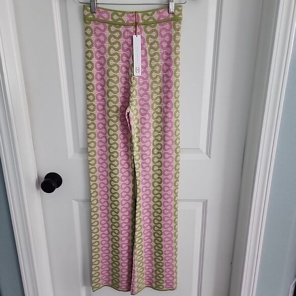 HOUSE OF HARLOW 1960 Patterned Knit Crochet Pants Boho Retro Flare Leg Size XS - Picture 2 of 6